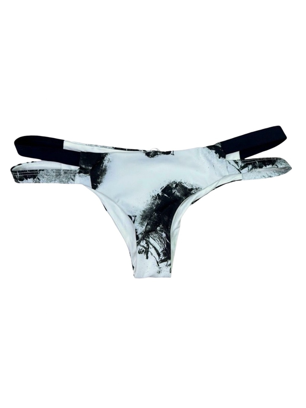 Tavik Chloe Mini Swim Bottom - Black / White Smudge Print - Size Medium